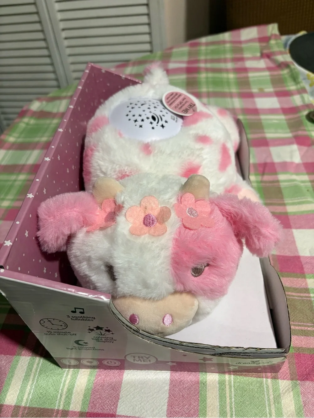 iLullaby dreams projector sootherPlush Pink Cow Night Light for Small Pets & Kid